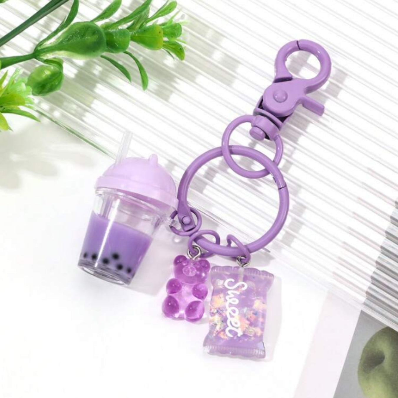 Taro Boba Keychain