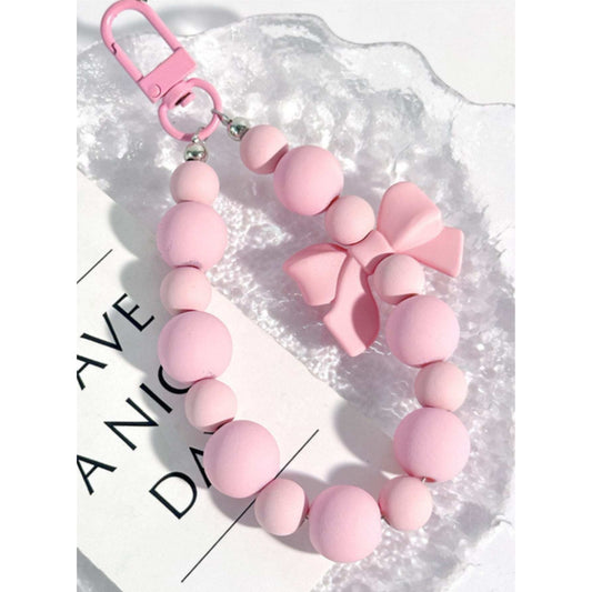 Pink Beads Bow Keychain